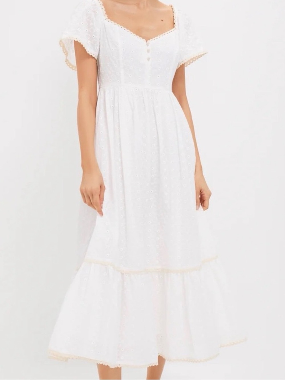 EUC M Women's Pomander White Eyelet Midi Dress Tuckernuck